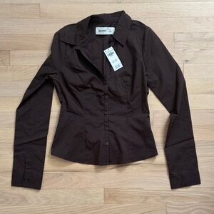 Hollister Dark Brown Fitted Button-Down Shirt